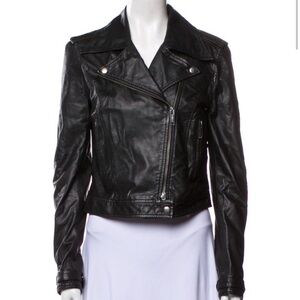 FIORUCCI Black Real Leather Moto Jacket